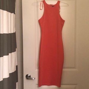Raser back coral scuba material dress